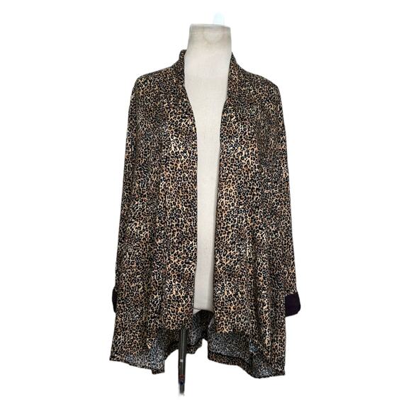 Just Nicole leopard print long sleeves open front lightweight blazer size 16W - Picture 13 of 13